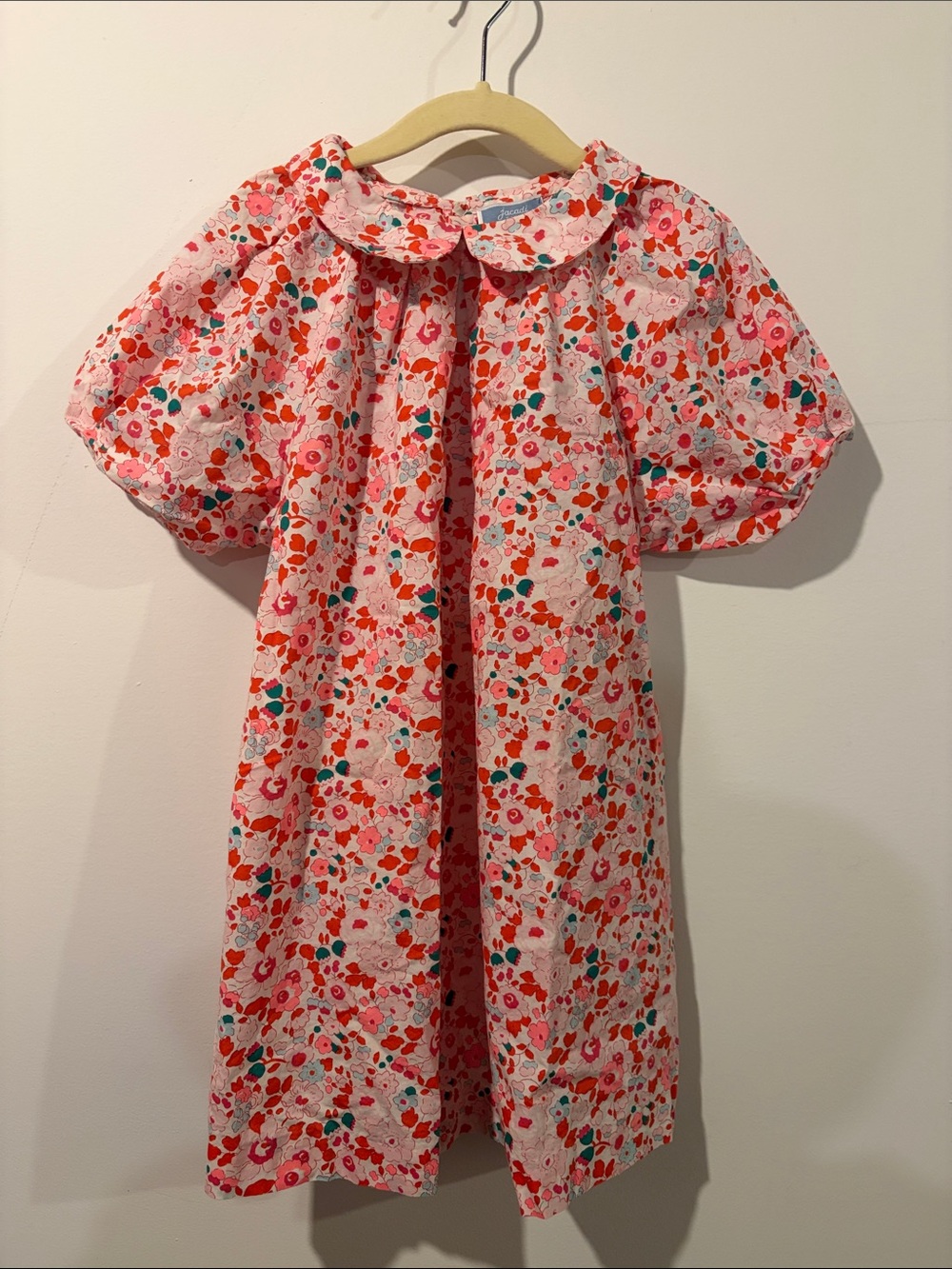 Jacadi Girls Pink, Coral and Teal Floral Dress Size 10